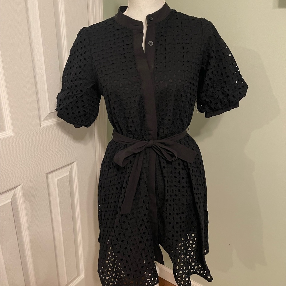 Nine West Elegant Black Eyelet Dress